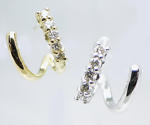 樂天商城 - 天然 ダイヤ 0.14ct フープ 11.5mm ピアス ペア K18 ゴールド各色 レディース ダイヤモンド 0.14カラット 10石 18金 ホワイト イエロー ピンク YG WG PG 4月誕生石 品質保証書付 ダブルロックキャッチ