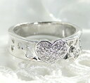 天然 ダイヤ 0.12ct ハート パヴェ リング 幅広 プラチナ pt950 pt900 K18 ゴールド各色 広め 太め 指輪 ダイヤモンド 0.12カラッ...