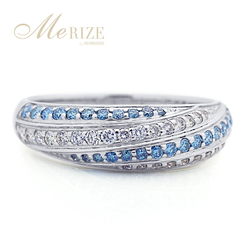 K18 ブルー ホワイト ダイヤ 0.477ct パヴェ ゴールド リング 指輪 レディース 天然 トリートメント ダイヤモンド カラー 2色 54石 0.477カラット 18金 YG WG PG ホワイト イエロー ピンク 上質厳選素材 一生モノ 4月誕生石 品質保証書付