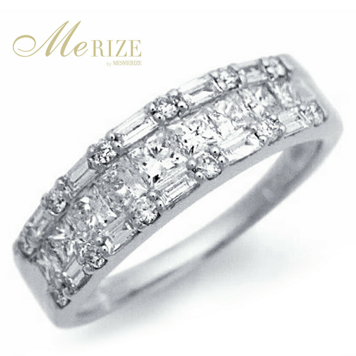 天然 ダイヤ 1.0ct up パヴェ リング 幅広 5.5mm プラチナ pt950 pt900 K18 ゴールド各色 指輪 バケット & プリンセスカット ...