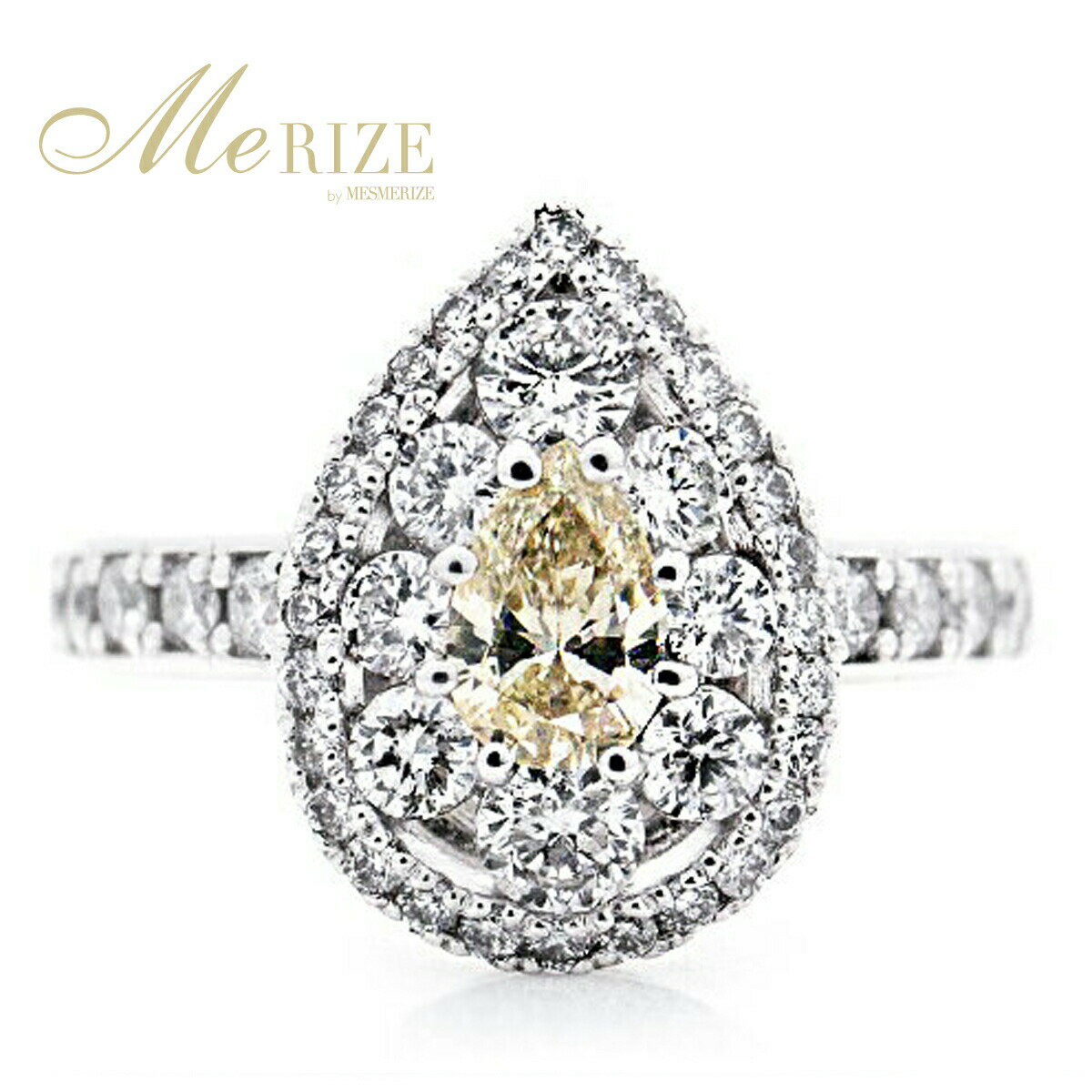 天然 ダイヤ 0.97ct パヴェ リング ペアーシェイプ しずく型 プラチナ pt950 pt900 K18ゴールド 雫型 ドロップ 指輪 コンビ ダイヤモンド 0.97カラット 18金 18K ホワイト イエロー ピンク YG WG PG 婚約 ブライダル レディース ギフト 4月誕生石 品質保証書付