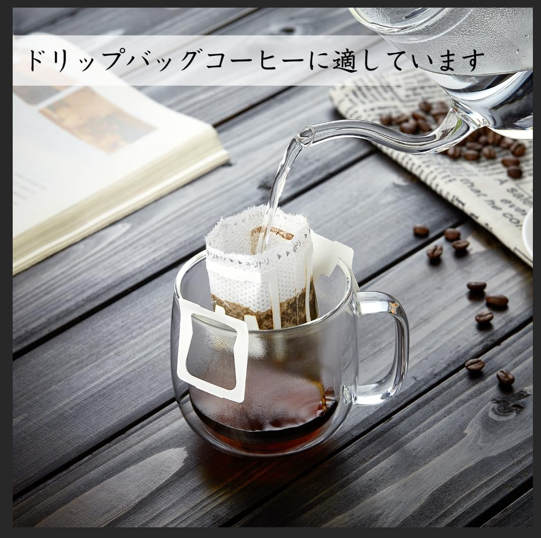 ポカロティー ダブルウォール グラスカップ 300ml 2個セット 耐熱ガラス コーヒーカップ 二重グラス 二重構造 ガラスカップ 熱湯可 電子レンジ対応 保温 保冷 耐熱温度差170℃ 取っ手付 マグカップ コーヒー 来客用 誕生日 プレゼント 母の日 ギフト 新生活 (2)