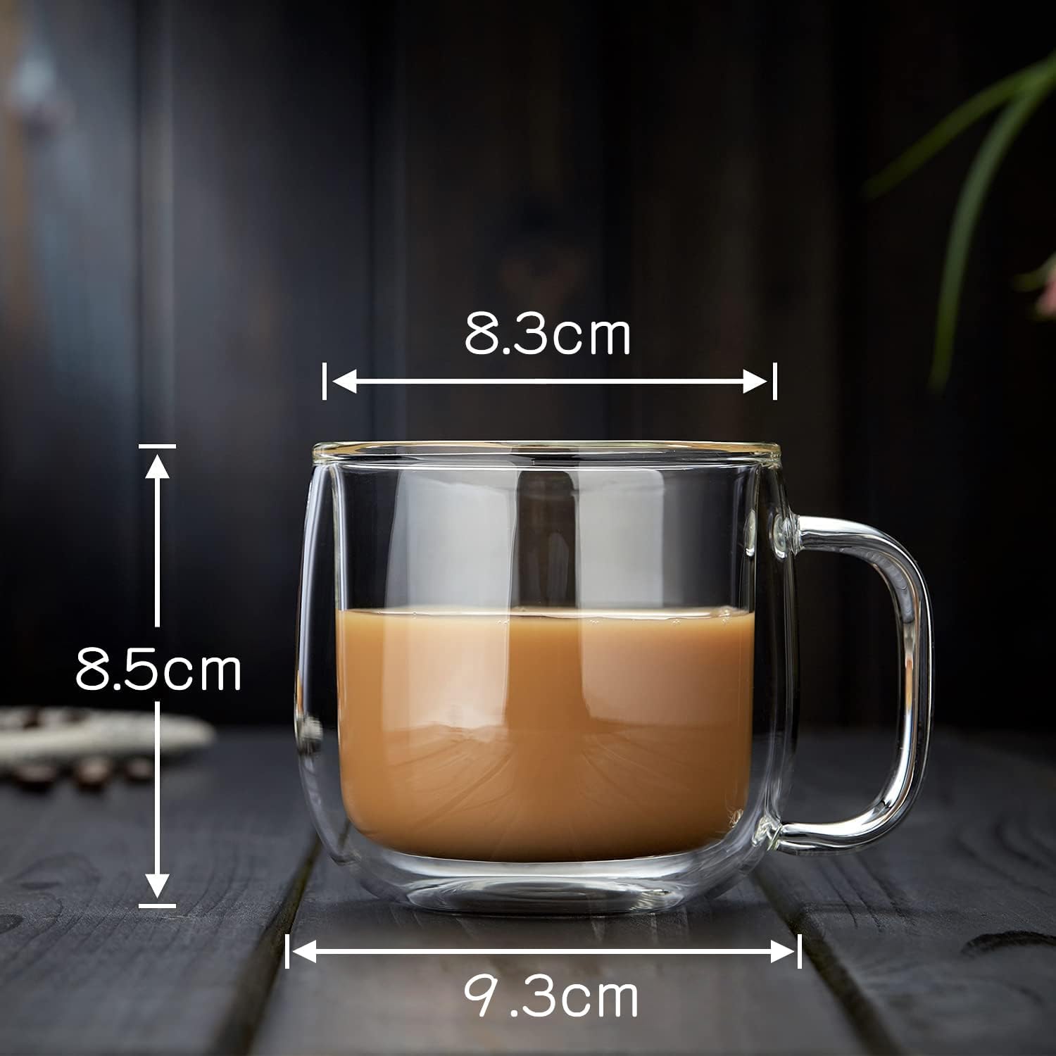 ポカロティー ダブルウォール グラスカップ 300ml 2個セット 耐熱ガラス コーヒーカップ 二重グラス 二重構造 ガラスカップ 熱湯可 電子レンジ対応 保温 保冷 耐熱温度差170℃ 取っ手付 マグカップ コーヒー 来客用 誕生日 プレゼント 母の日 ギフト 新生活 (3)