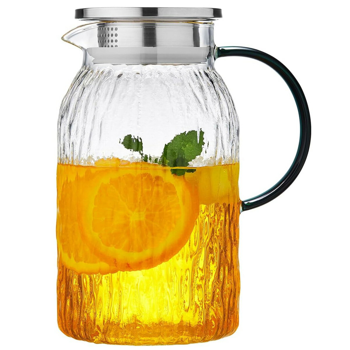 ポカロティー 麦茶ポット ピッチャー 耐熱ガラス 1500ml 木目 樹皮デザイン ガラスジャグ ガラスウォーターピッチャー 冷水筒 むぎちゃ 水差し アイスティー フルーツティー 水 レモネード コーヒー用 大容量 紅茶 ポット おしゃれ 冷蔵庫保存 熱湯対応 直火対応 カラフェ