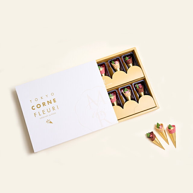 薔薇 バラ チョコ ギフト 贈り物 誕生日 お祝い お返し 結婚 手土産 綺麗 おしゃれ かわいい チョコレート メサージュ ド ローズ　TOKYOコーン・フルーリ10個入【対象手提げサイズ LS】のサムネイル