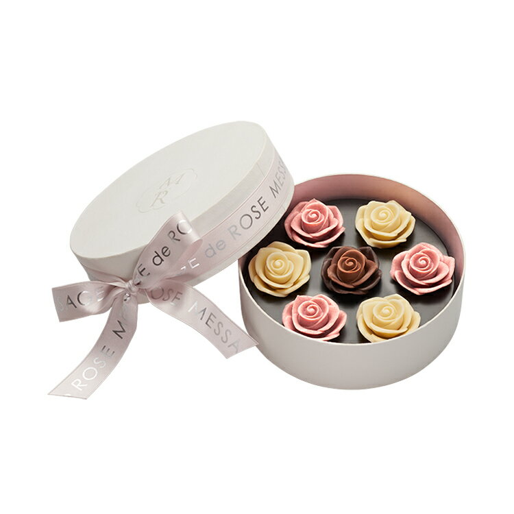 薔薇 バラ チョコ ギフト 贈り物 ホワイトデー 誕生日 お祝い お礼 お返し 結婚 手土産 綺麗 おしゃれ かわいい メサージュ・ド・ローズ ソニア・ル・ブーケ Mロゼ＆ブラン【手提げ M】のサムネイル