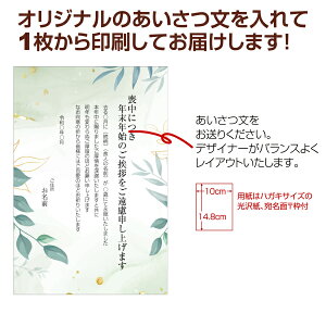 【あなたのあいさつ文を入れて1枚から印刷OK!】喪中はがき オリジナル 喪中葉書 欠礼はがき 年賀欠礼 ハガキ 欠礼挨拶 挨拶状 おすすめ 差出人印刷有販売 年賀状印刷 年賀状作成ソフト セール