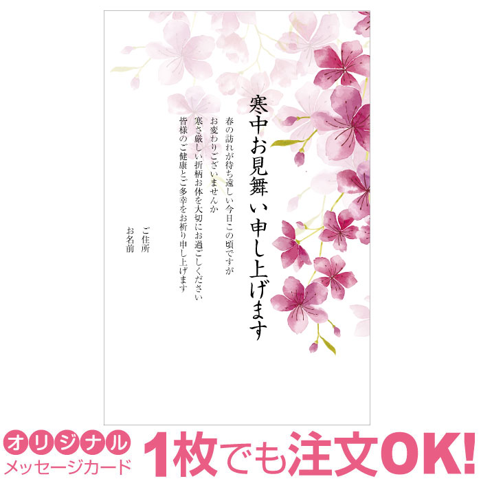 【あなたのあいさつ文を入れて1枚から印刷OK】寒中見舞い はがき お見舞い オリジナル 寒中葉書 終活 年賀状 年賀状終い 返礼 お詫び 松の内 差出人印刷有