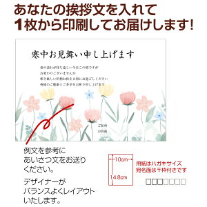 【あなたのあいさつ文を入れて1枚から印刷OK!】寒中見舞い はがき お見舞い オリジナル 寒中葉書 終活 年賀状 年賀状終い 返礼 お詫び 松の内 差出人印刷有販売 年賀状印刷 年賀状作成ソフト セール