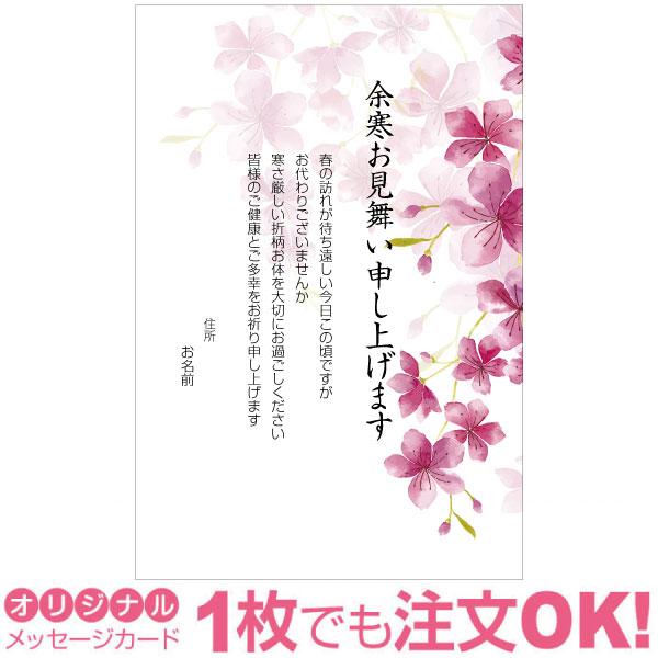 【あなたのあいさつ文を入れて1枚から印刷OK】余寒見舞い はがき お見舞い オリジナル 余寒葉書 終活 年賀状 年賀状終い 返礼 お詫び 松の内 差出人印刷有