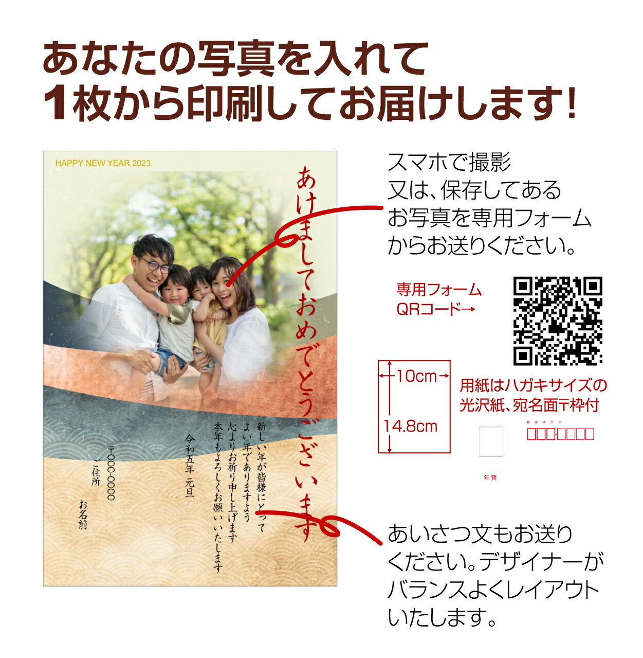 【あなたの写真とあいさつ文を入れて1枚から印刷...の紹介画像2