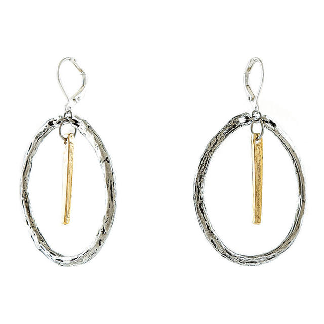 【人気デザイン】個性的 な アンマリーシャニョン 22K マット ゴールド & シルバー メタリック デザイン ピアス イヤリングに変更できる 金属アレルギー を起こしにくい素材で お肌に やさしい レディース インポート アクセサリー ブランド 15 オールド コレクション