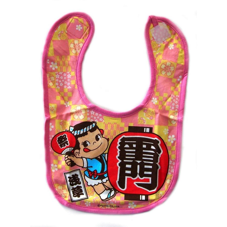 【新品未開封・未使用品】ご当地限定 ペコちゃんスタイ 浅草限定 雷門 ピンク エプロン よだれかけ