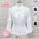 Metamorphose ブランド 公式 大きなリボンと姫袖がゴージャスなブラウス Lolita 甘ロリ blouse 可愛い おしゃれ 大きいサイズ 青木美沙子さん着用 白 黒 青 ピンク 紫