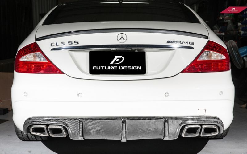 【Future Design】BENZ メルセデス ベンツ W219 CLS AMGバンパー用リア ディフューザー 本物カーボン carbon 4本出し