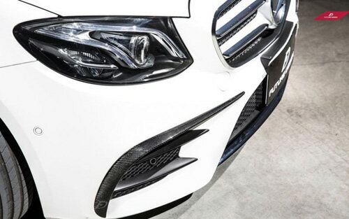 【FUTURE DESIGN】BENZ メルセデス・ベンツ Eクラス W213 セダン・S213 ワゴン AMGバンパー用フロント カナード スプリッター E200 E250 E300 E400 E43 本物DryCarbon ドライカーボン