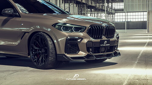 【FUTURE DESIGN】BMW Xシリーズ X6 G06 Mスポーツ フロントバンパー用リップスポイラー 本物DryCarbon ドライカーボン エアロ カスタム