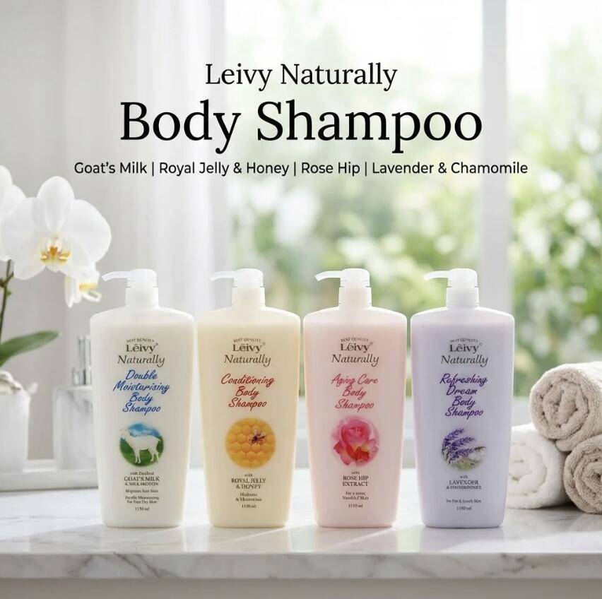 LEIVY レイヴィー ボディーシャンプー 1150ml 全4種類 ゴートミルク ローヤルゼリー ローズヒップ ラベンダー＆パール ボディソープ 弱酸性 保湿 大容量 ポンプ 香り フローラル ボディケア バス用品 乾燥対策 しっとり まとめ買い