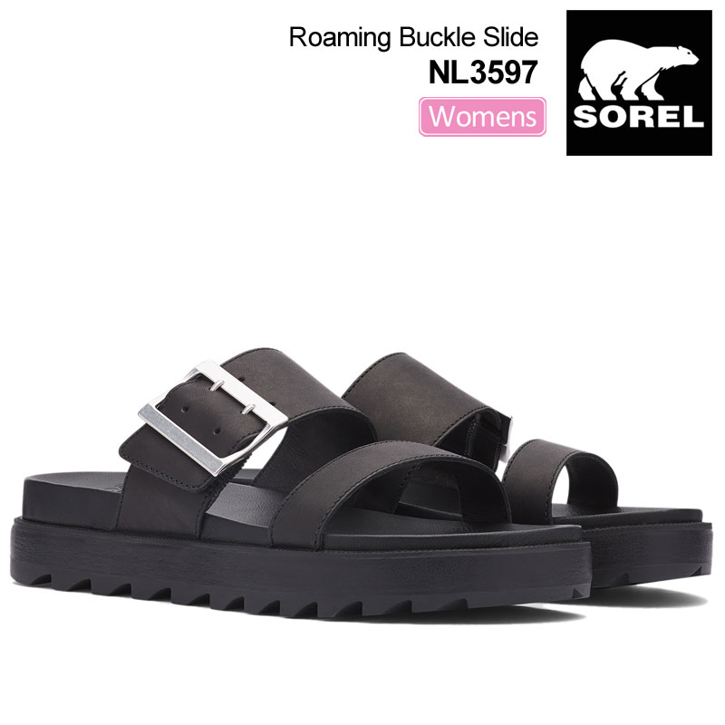 ソレル SOREL レディース サンダル つっかけ ローミングバックルスライド ブラック 23-25cm ROAMING BUCKLE SLIDE NL3597 20SS sdl【靴】2005trip【返品交換 ラッピング不可】