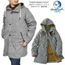 先着でウッドコースタープレゼントSALE 60％OFF ホールアース Whole Earth コート 中綿ジャケット メンズ ツイードベンチコート TWEED BENCH COAT WEFDAQ04【服】2012tripwecmpn【返品交換 ラッピング不可】