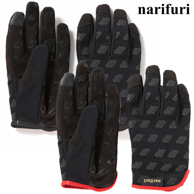 SALE 20％OFF ナリフリ narifuri 手袋 メンズ STサイクルグローブ ペダル柄 ブラック ソリッドブラック NFST-01 2022AW 2211trip[M便 1/1]【返品交換・ラッピング不可】