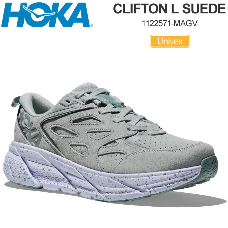 ホカ HOKA ランニングシューズ 厚底 スニーカー メンズ レディース クリフトン L スエード CLIFTON L SUEDE マーキュリー アガベ 1122571 MAGV 2023AW snk2307trip