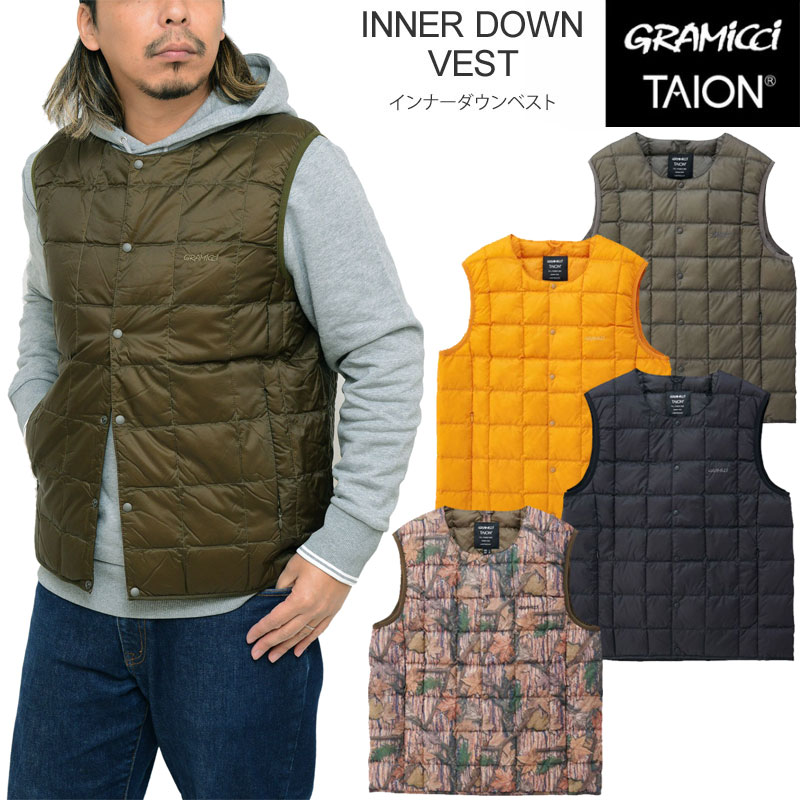 最大35％OFF セール SALEグラミチ GRAMICCI タイオン TAION コラボ商品 メンズ インナーダウンベスト INNER DOWN VEST G3FU-J100-TG 2023AW【服】2310trip【返品交換 ラッピング不可】