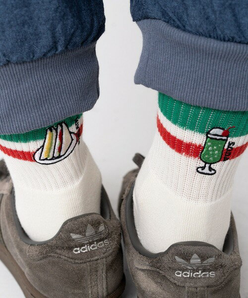 ジムマスター gym master 靴下 メンズ レディース ハッピー刺繍コンビソックス 23-25cm 25-27cm G366730 2024SS 2404ripe[M便 1/2]【返品交換不可】