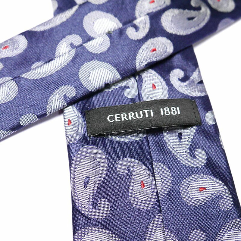 【新品】【高品質素材使用◆フランス製】CERRUTI セルッティ ネクタイ ペイズリー 紺 ネイビー グレー 赤 レッド