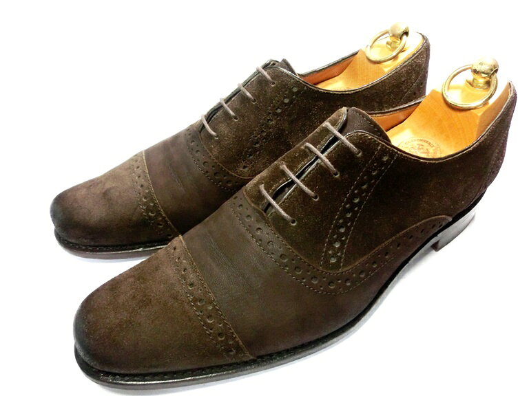 【新品】【フランス名門】PARABOOT パラブーツ コンビ素材 革靴 8 26.5~27cm ヌバック スエード グッドイヤーウエルト製法 こげ茶 ダークブラウン