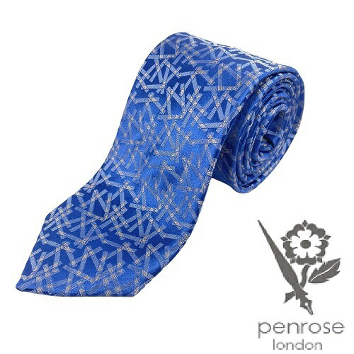 【未使用◆イギリス製◆ハンドメイド】PENROSE ペンローズ シルク ネクタイ 青 ブルー系 12