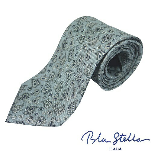 【新品◆イタリア製】Blu Stella ブルーステラ ネクタイ ペイズリー柄 シルク プリントグレーがかった青緑×ネイビー系×ベージュ系×シルバー系 320 【新品◆イタリア製】Blu Stella ブルーステラ ネクタイ ペイズリー柄 シルク プリントグレーがかった青緑×ネイビー系×ベージュ系×シルバー系 320