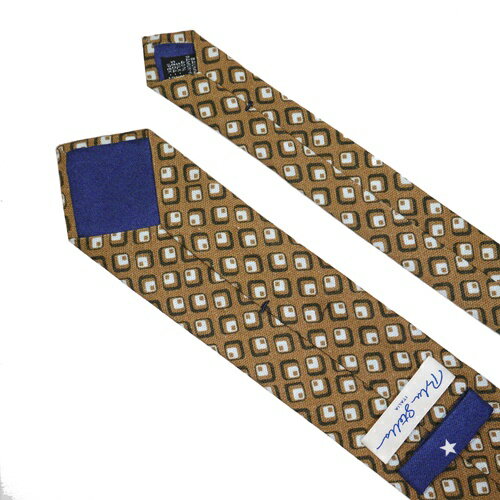 【新品◆イタリア製】Blu Stella　ブルーステラ ネクタイ コットンシルクダークベージュ系×ダークブラウン系×ライトブルー系　5