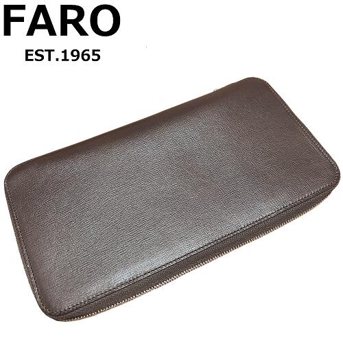 ファーロ ♂♀【未使用】FARO ファーロ トラベルウォレット 長財布 小銭入れ付き 焦げ茶 ダークブラウン