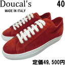 【未使用◆定価49,500円】DOUCAL'S スエード スニーカー 40 25.5cm～26cm 赤 レッド デュカルス ドゥーカルス