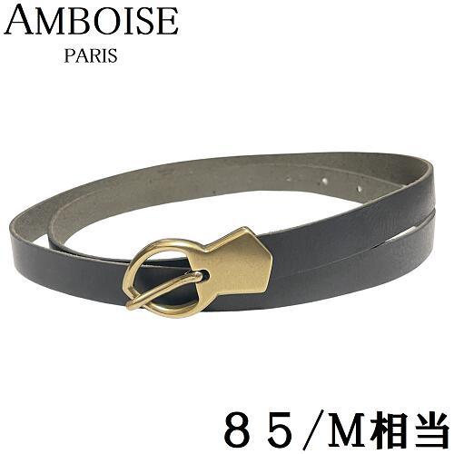 【未使用◆フランス名門】【ベルルッティ/JMウエストン OEM】AMBOISE アンボワーズ レザー ロングベルト 85 M相当 黒ブラック