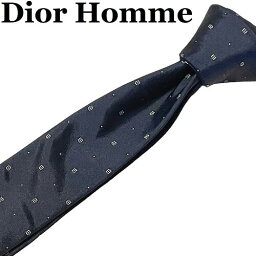 ディオール ネクタイ 【イタリア製】Dior Homme ディオールオム ナロータイ 小紋柄 ダークネイビー シルバー 濃紺 銀 ネクタイ