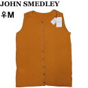 ♀【未使用】JOHN SMEDLEY ジョンスメドレー ノースリーブニット M BRONZE オレンジブラウン系 スリーブレス セーター 袖なし カーディガン