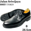 【未使用◆ハンドソーン◆定価39,600円】JALAN SRIWIJAYA 98651 Tokio 外羽根 プレーントゥ 8 26.5cm EDWARDラスト 黒 ブラック 革靴 ダービーシューズ 本革 レザー ジャランスリウァヤ ジャランスリワヤ