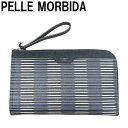 【新品】PELLE MORBIDA ペッレモルビダ クラッチバッグ レザー×PVC ダークネイビー ブルー オフホワイト