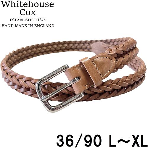 【新品◆イギリス製】Whitehouse Cox ホワイトハウスコックスレザー ナローメッシュベルトNEWTON 茶 タン 36/90 L~XL 28mm WHC
