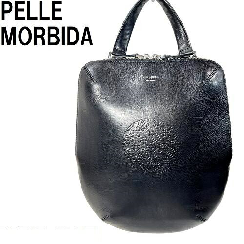 【新品◆定価9.9万】PELLE MORBIDA ペッレモルビダ ハンドバッグ 鏡 ミラー 黒 ブラック 本革 レザー 縦型