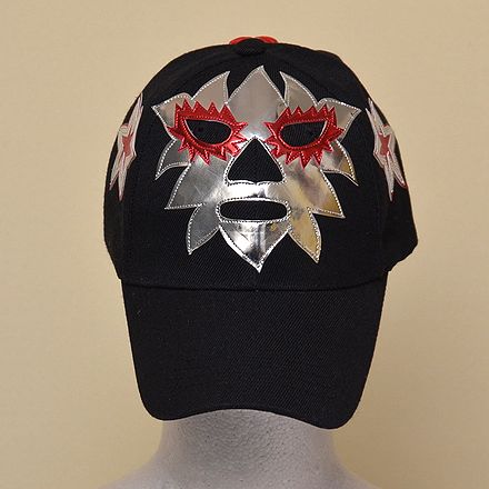 ◎輸入品 キャップ： ソラール(3) メキシコ プロレス◎ マスクマン 覆面 キャップ おもしろ 帽子 プロレス マスク キャップ メンズファッション CAP 黒キャップ ブラック シルバー 銀色 プレゼント グッズのサムネイル