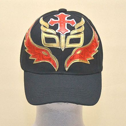 ◎輸入品 キャップ：レイ・ミステリオ(3) メキシコ プロレス◎ マスクマン 覆面 キャップ おもしろ 帽子 プロレス マスク キャップ メンズファッション CAP ブラック ゴールド レッドのサムネイル