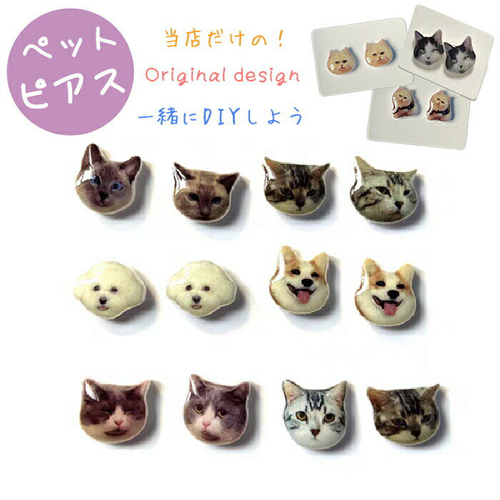 オーダーメイドペットピアス金属アレルギー対応シンプル1cm1ペア2個セット両耳用イヤークリップイヤリ..