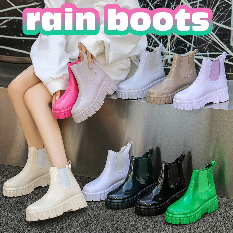 レインブーツサイドゴアレディースレインシューズブーツショートブーツ長靴雨靴サイドゴアブーツ黒防水..