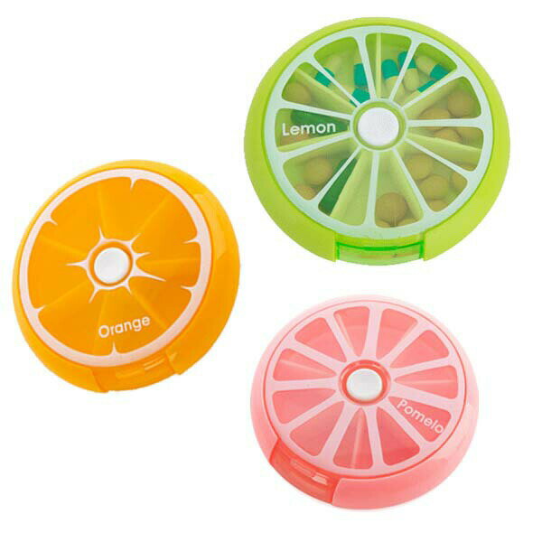 かわいい柑橘フルーツ型サプリメントケース旅行やお出掛けに便利キャンディーケースのようなポップなか..