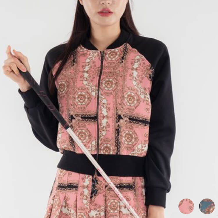 ゴルフウェアレディース韓国ジャケットアウターMA-1フライトジャンパー秋冬春おしゃれ柄個性的スカーフ..