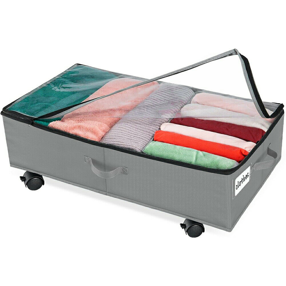 ホイール付きベッド下ロッカーベッド下収納ボックスキャスター付き服の収納ラック折りたたみ式薄型大容..