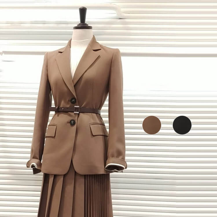 ジャケットスーツレディースベルト付き秋冬シングル韓国入学式卒業式